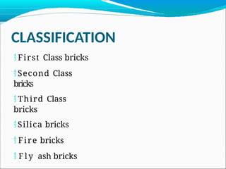 First Class Bricks Presentation on Bricks, Bricks function, Types | PPTX