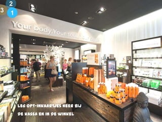 2
3 1

Leg opt-inkaartjes neer bij

de kassa en in de winkel

 