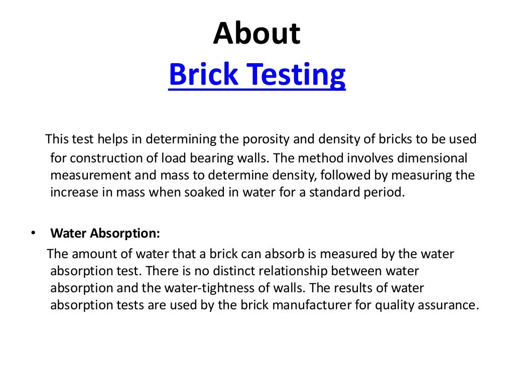 Brick testing