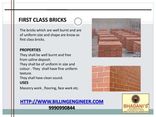 Brick work Notes Tutorial PDF Free Donwnload Presentation | PPTX