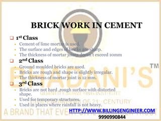 Brick work Notes Tutorial PDF Free Donwnload Presentation | PPTX