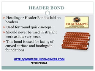 Brick work Notes Tutorial PDF Free Donwnload Presentation | PPTX