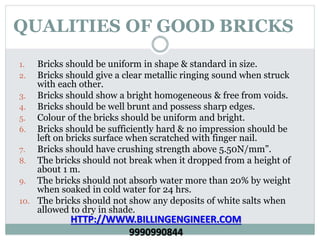 Brick work Notes Tutorial PDF Free Donwnload Presentation | PPTX