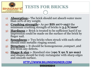 Brick work Notes Tutorial PDF Free Donwnload Presentation | PPTX