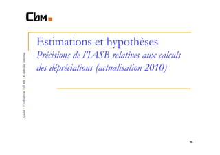 Estimations et hypothèses
Précisions de l’IASB relatives aux calculs
des dépréciations (actualisation 2010)




                                             96
 