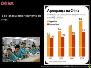 -É de longe a maior economia do
grupo




                              Apresentação elaborada pela Professora FERNANDA LOPES, disciplina de Geografia
 