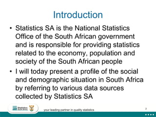 Stats Sa Examples Demographic and Social Profile of South Africa | PDF