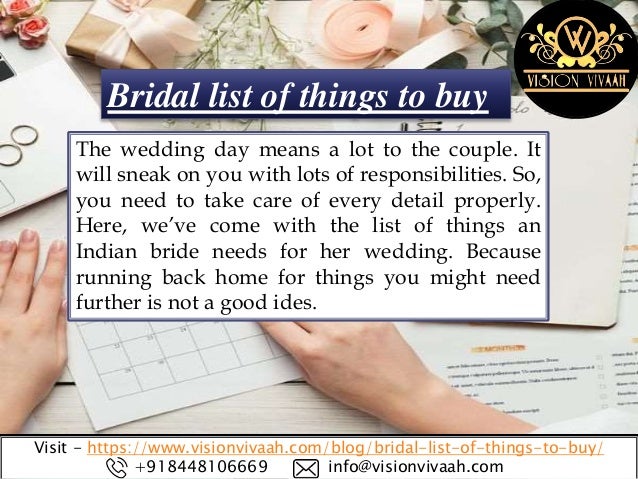 Bridal List Of Things To Buy Vision Vivaah bridal list of things to buy vision