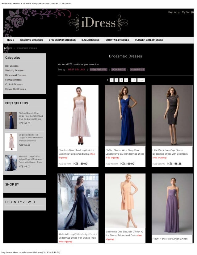 Bridesmaid dresses nz bridal party dresses new zealand idress.co.nz