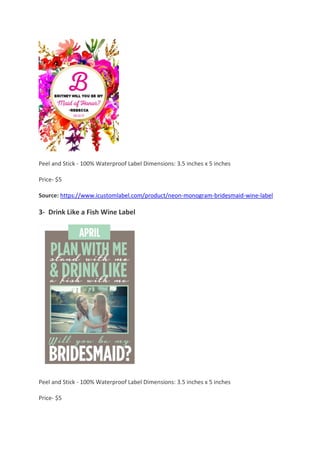 Bridesmaid wine labels | PDF
