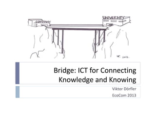 Bridge: ICT for Connecting
Knowledge and Knowing
Viktor Dörfler
EcoCom 2013
 