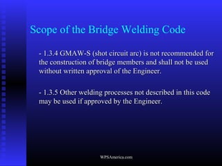 Bridge code aashto aws d1.5 | PPT