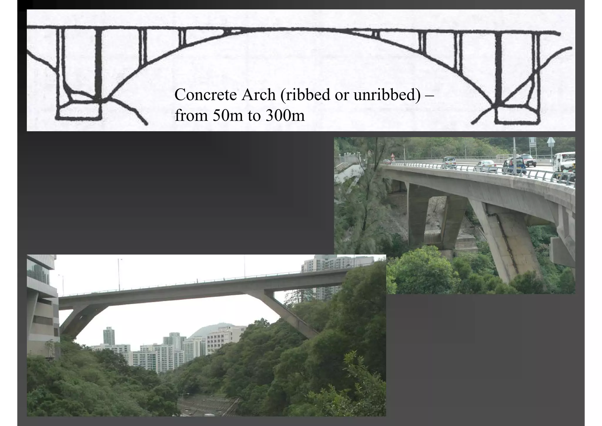 Concrete Arch (ribbed or unribbed) –
from 50m to 300m
 