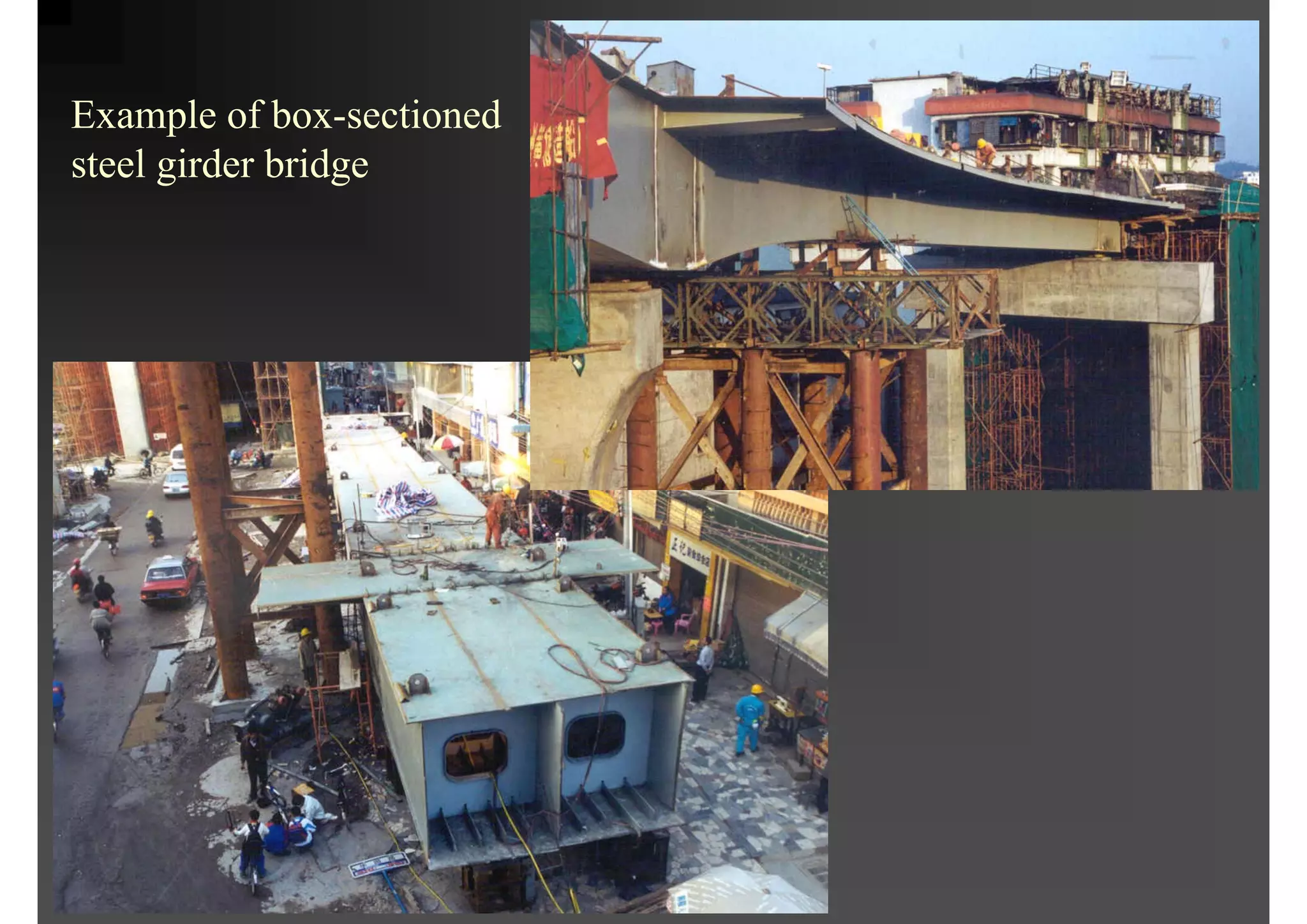 Example of box-sectioned
steel girder bridge
 