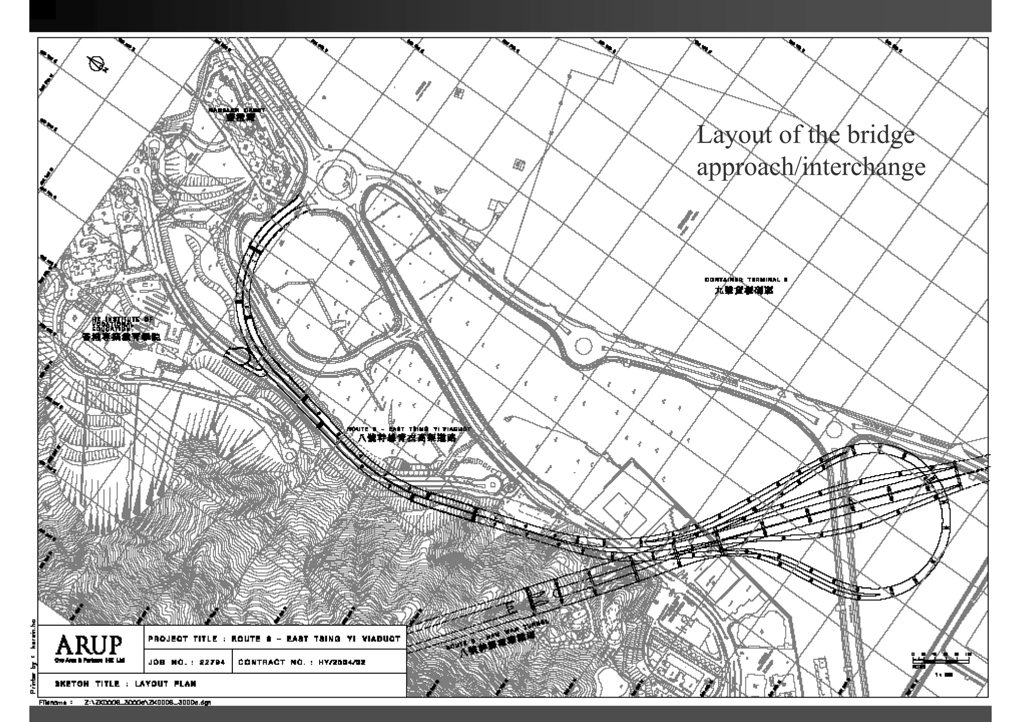 Layout of the bridge
approach/interchange
 
