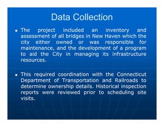 City Of New Haven Gis Bridge Inventory Using Gis
