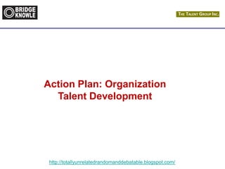 http://totallyunrelatedrandomanddebatable.blogspot.com/
Action Plan: Organization
Talent Development
 