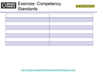 http://totallyunrelatedrandomanddebatable.blogspot.com/
Exercise: Competency
Standards
 