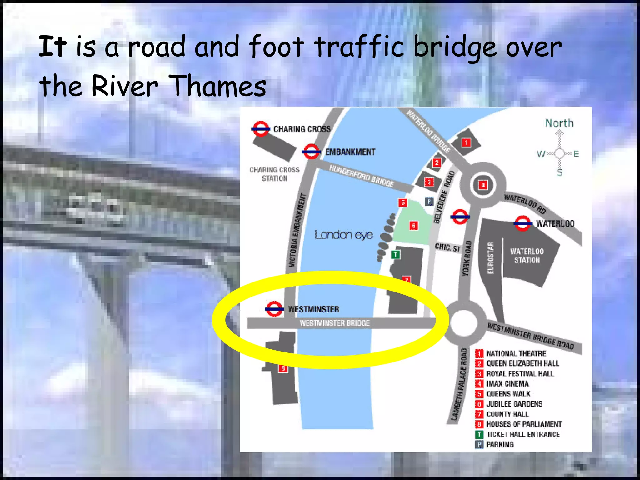 It  is a road and foot traffic bridge over the River Thames 