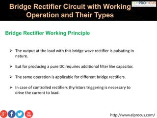 Bridge Rectifier Circuit with Working Operation and Their Types | PPTX
