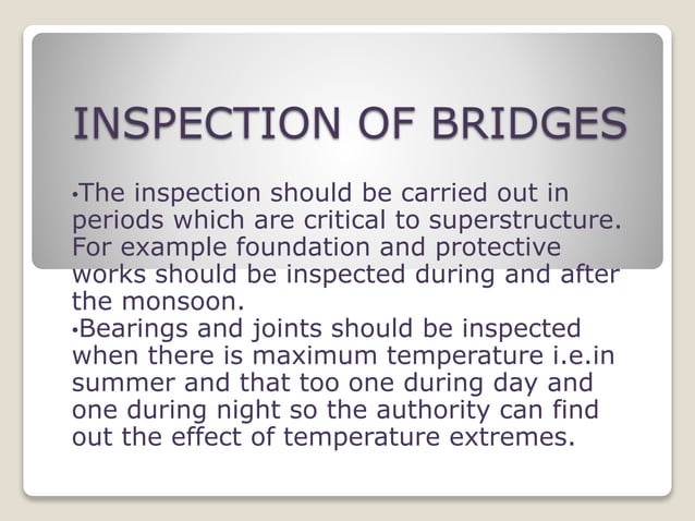 Bridge inspection,maintenance and repair | PPTX
