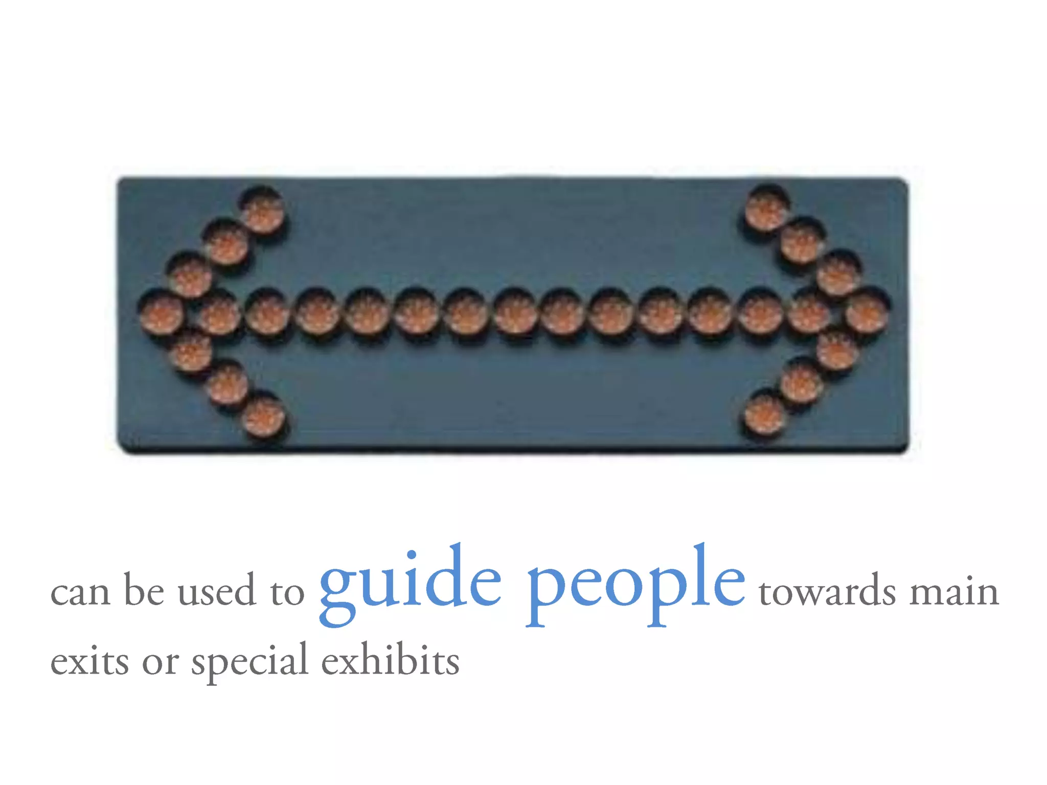 	can be used to guide people towards main exits or special exhibits