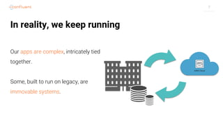 7
In reality, we keep running
Our apps are complex, intricately tied
together.
Some, built to run on legacy, are
immovable systems.
 