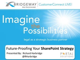 Future-Proofing Your SharePoint Strategy
Presented By: Richard Harbridge
              @RHarbridge
 