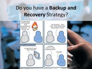 Do you have a Backup and
             Recovery Strategy?




#Bridgeway @RHarbridge
 
