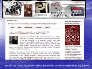 Sex In The Public Square post about the feminist academic response to Big Brothel
 