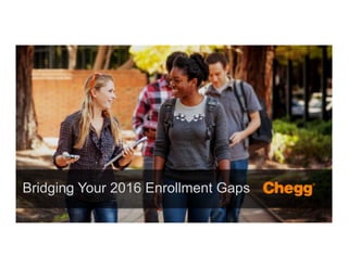 Confidential Material – Chegg Inc. © 2005 - 2015. All Rights Reserved.
1
Bridging Your 2016 Enrollment Gaps
 