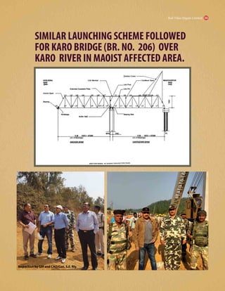 SIMILAR LAUNCHING SCHEME FOLLOWED
FOR KARO BRIDGE (BR. NO. 206) OVER
KARO RIVER IN MAOIST AFFECTED AREA.
Inspection by GM and CAO/Con, S.E. Rly.
Rail Vikas Nigam Limited 59
 