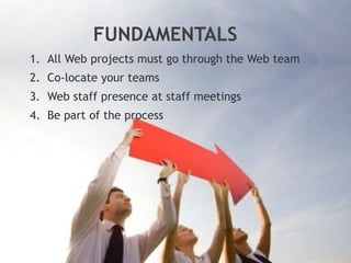 FUNDAMENTALS
1. All Web projects must go through the Web team
2. Co-locate your teams
3. Web staff presence at staff meeti...