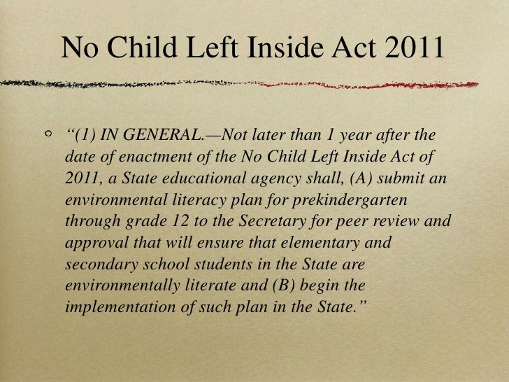 No Child Left Inside Saving Our Children From Nature Deficit Disorder