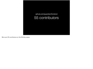 55 contributors
github.com/guardian/frontend
We count 55 contributors on the GitHub project.
 