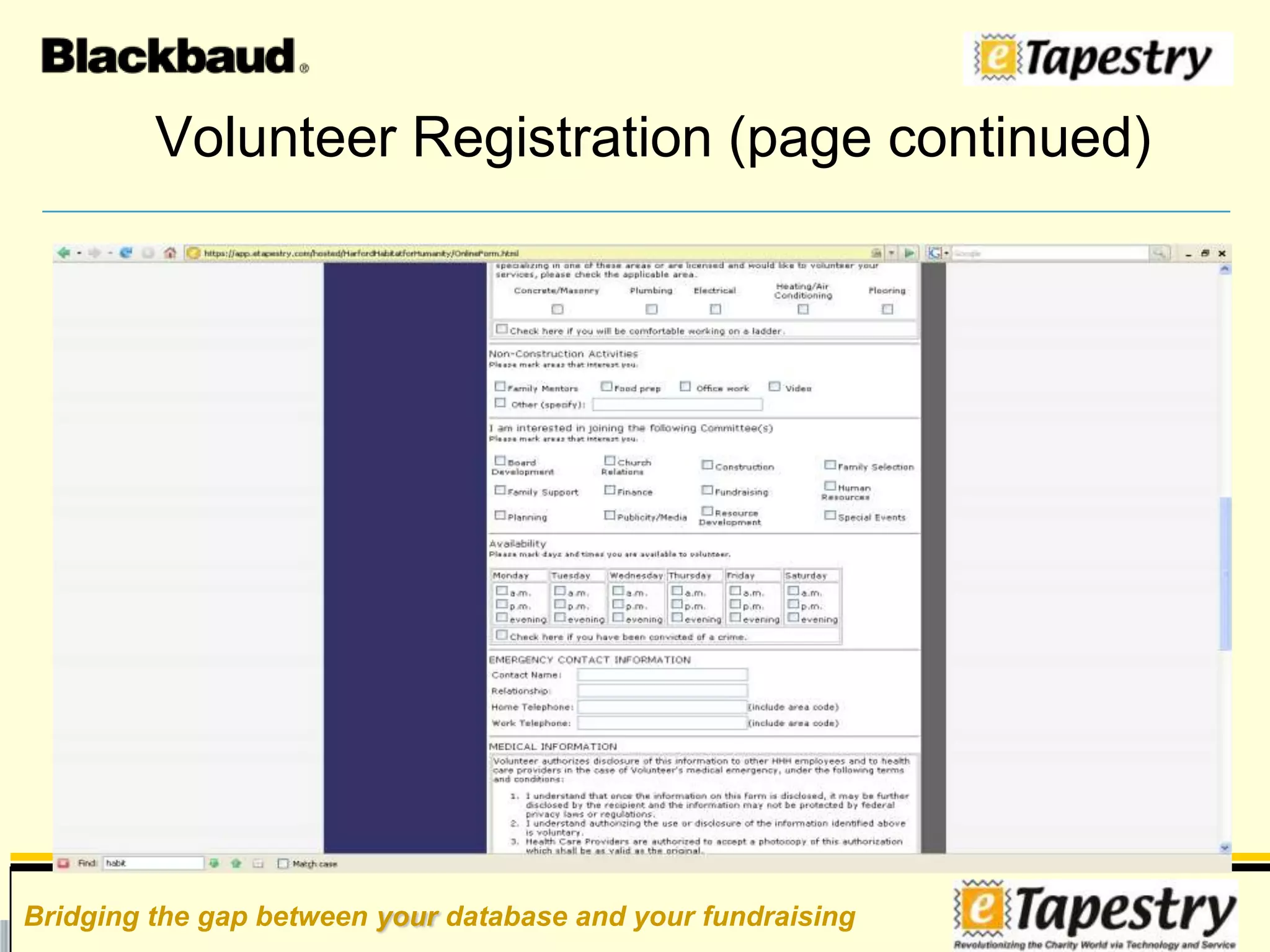  Integrate to Web ServicesUse your database to help expand relationships… Contact Management