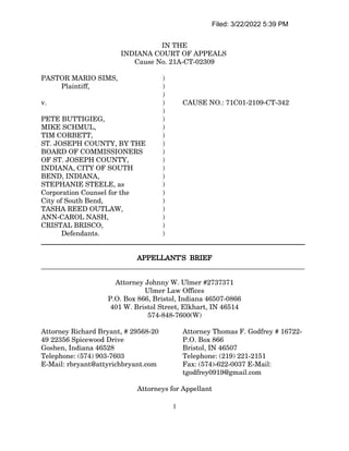 IN THE
INDIANA COURT OF APPEALS
Cause No. 21A-CT-02309
PASTOR MARIO SIMS, )
Plaintiff, )
)
v. ) CAUSE NO.: 71C01-2109-CT-3...