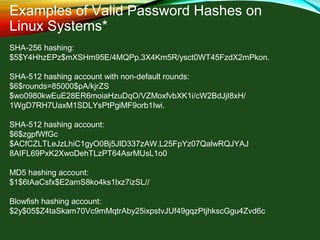 Hash Examples Linux Brief summary-standard-password-hashes-Aix-FreeBSD-Linux-Solaris-HP-UX ...
