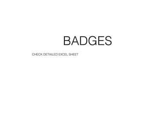 BADGES
CHECK DETAILED EXCEL SHEET
 