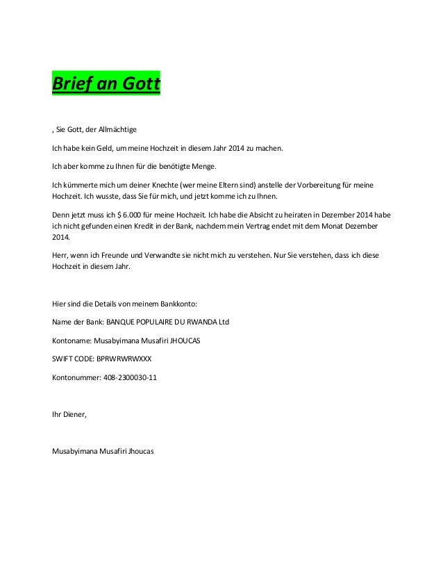Brief An Gott Brief An Gott