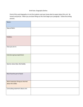 Brief Biography Outline | DOCX