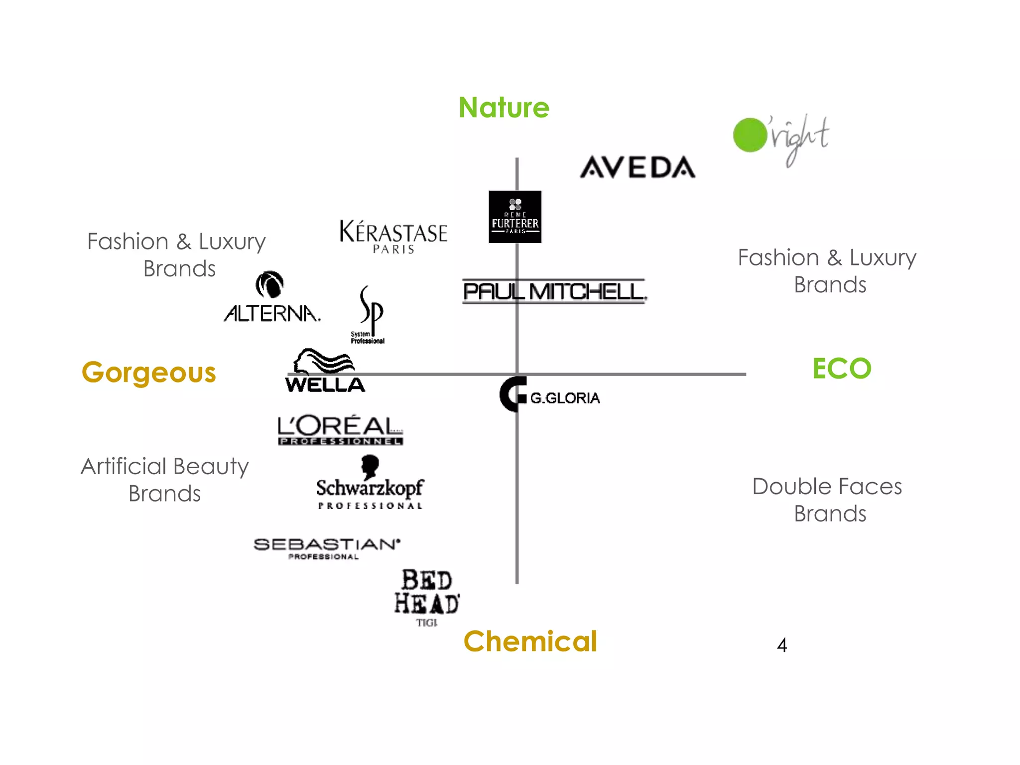 競爭品牌個性定位

                    Nature



Fashion & Luxury
     Brands                    Fashion & Luxury
                                    Brands


Gorgeous                              ECO


Artificial Beauty
      Brands                    Double Faces
                                   Brands




                    Chemical      4
 