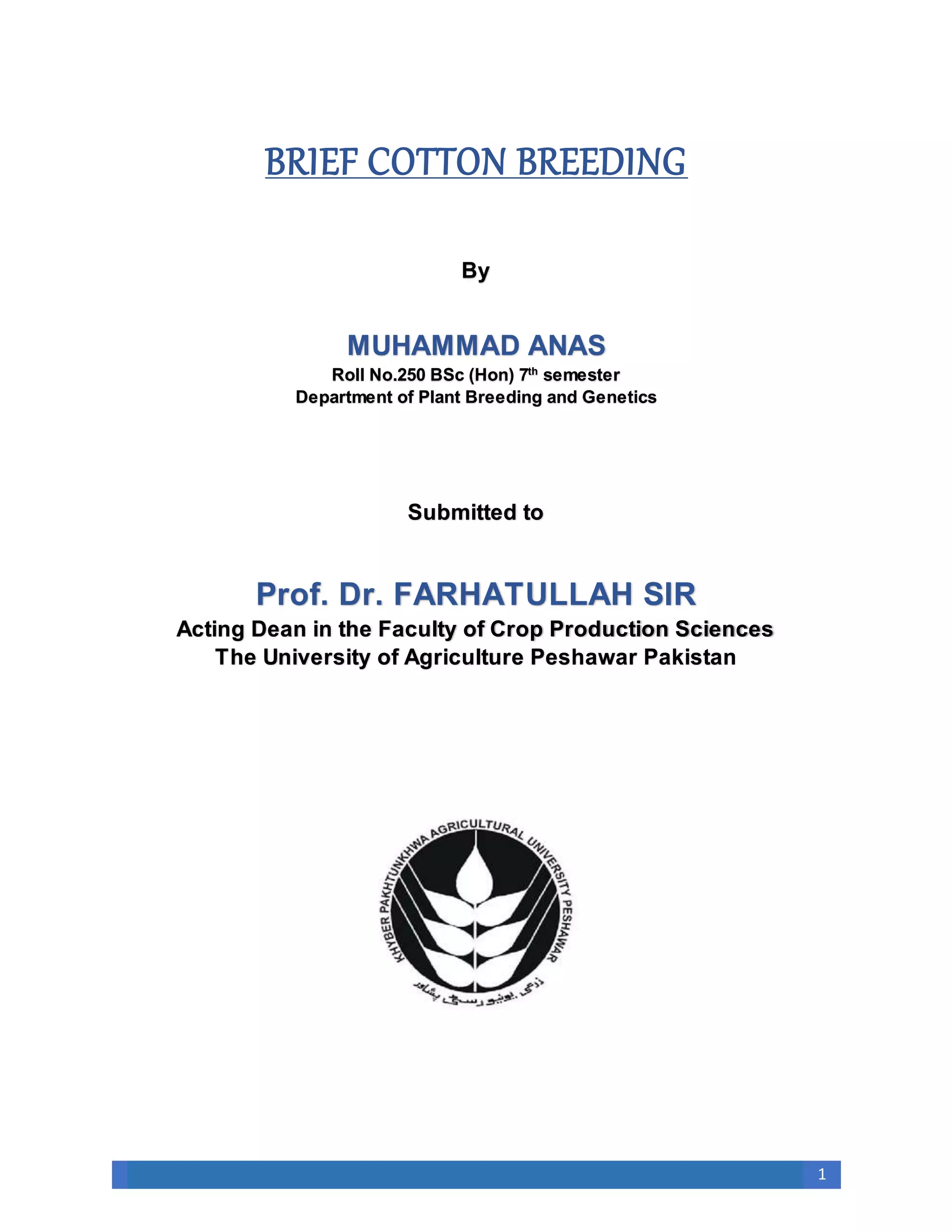 Brief Cotton Breeding Docx