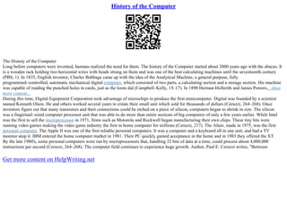 essay about history computer