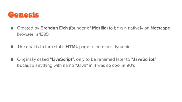 Brief History of JavaScript | PPTX | Web Development | Internet