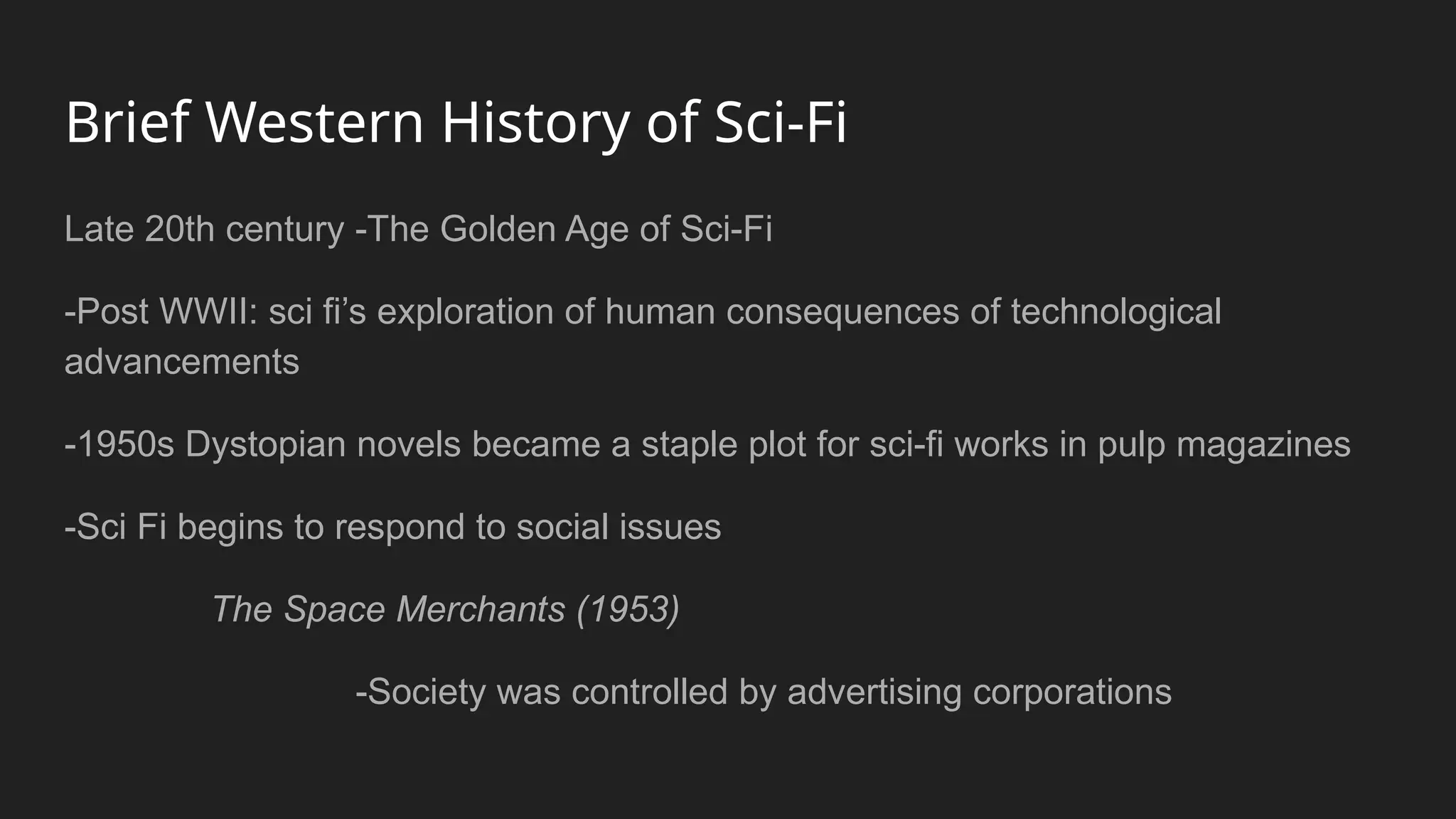 Brief History Science Fiction: A Presentation | PPT