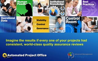 Imagine the results if every one of your projects had
consistent, world-class quality assurance reviews

 