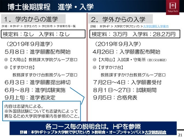 2019年度 東京工業大学 大学院全学説明会