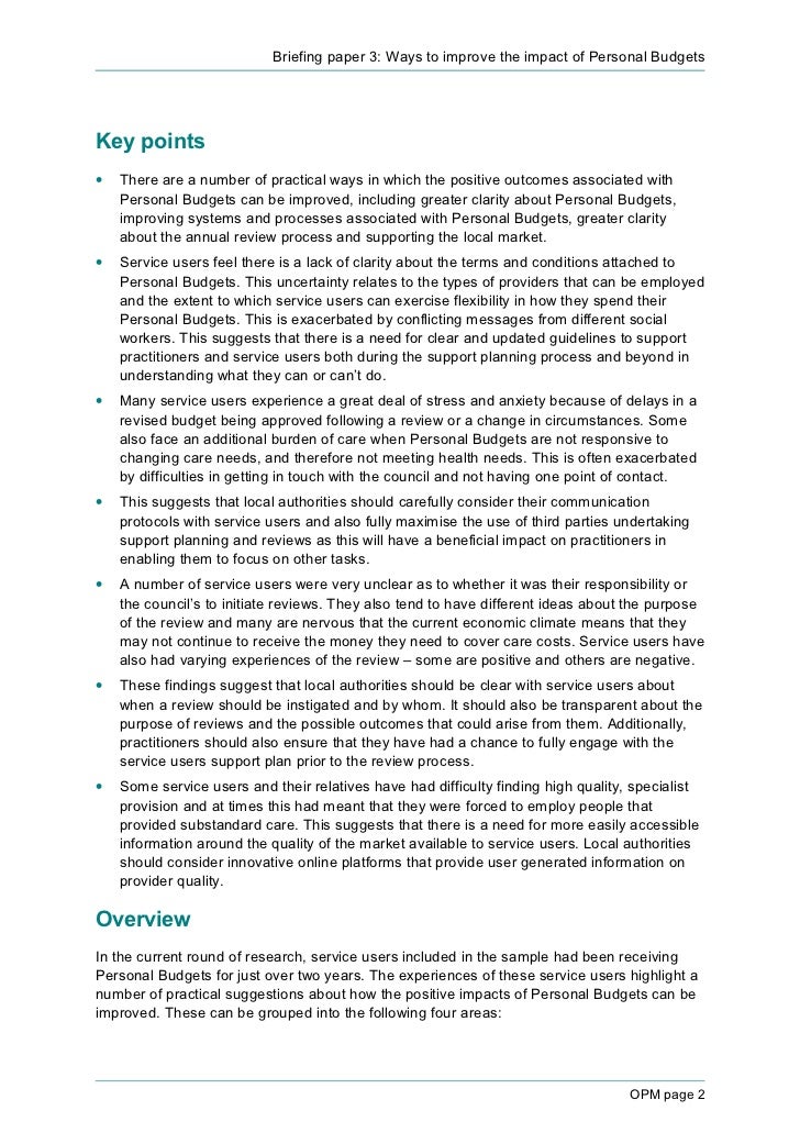 briefing 3 ways to improve the impact of personal budgets