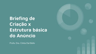 Briefing de
Criação x
Estrutura básica
do Anúncio
Profa. Dra. Cíntia Dal Bello
 